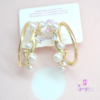 Clip On Gold Hoops with Pearls - Image 5