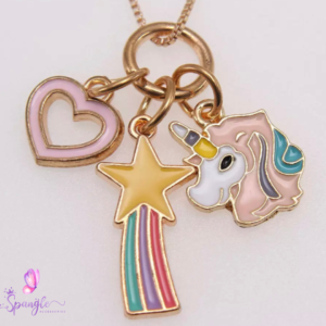 Unicorn and Heart Charm with Chain