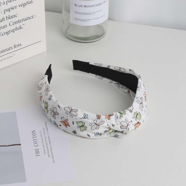 White Butterfly Print Knot Hairband - Image 2