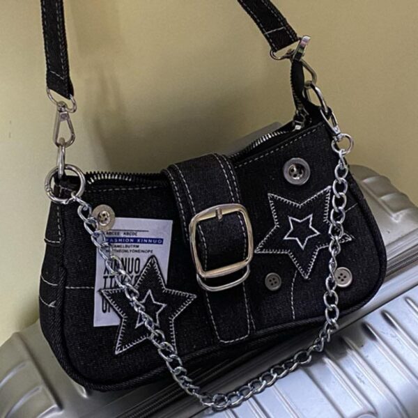 Y2K Black Denim Bag - Image 4