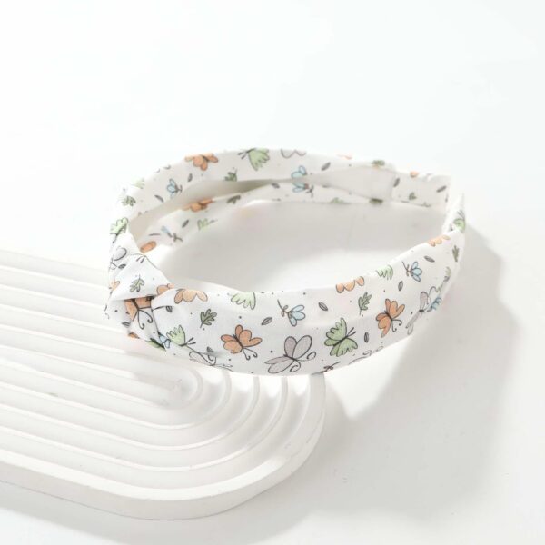 White Butterfly Print Knot Hairband